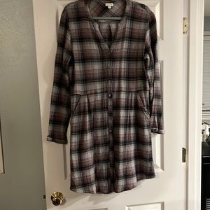 Garnet hill plaid button down dress tunic size 10